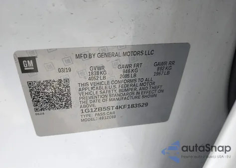 2019 Chevrolet Malibu Ls z USA, uszkodzony, nr VIN 1G1ZB5ST4KF183529